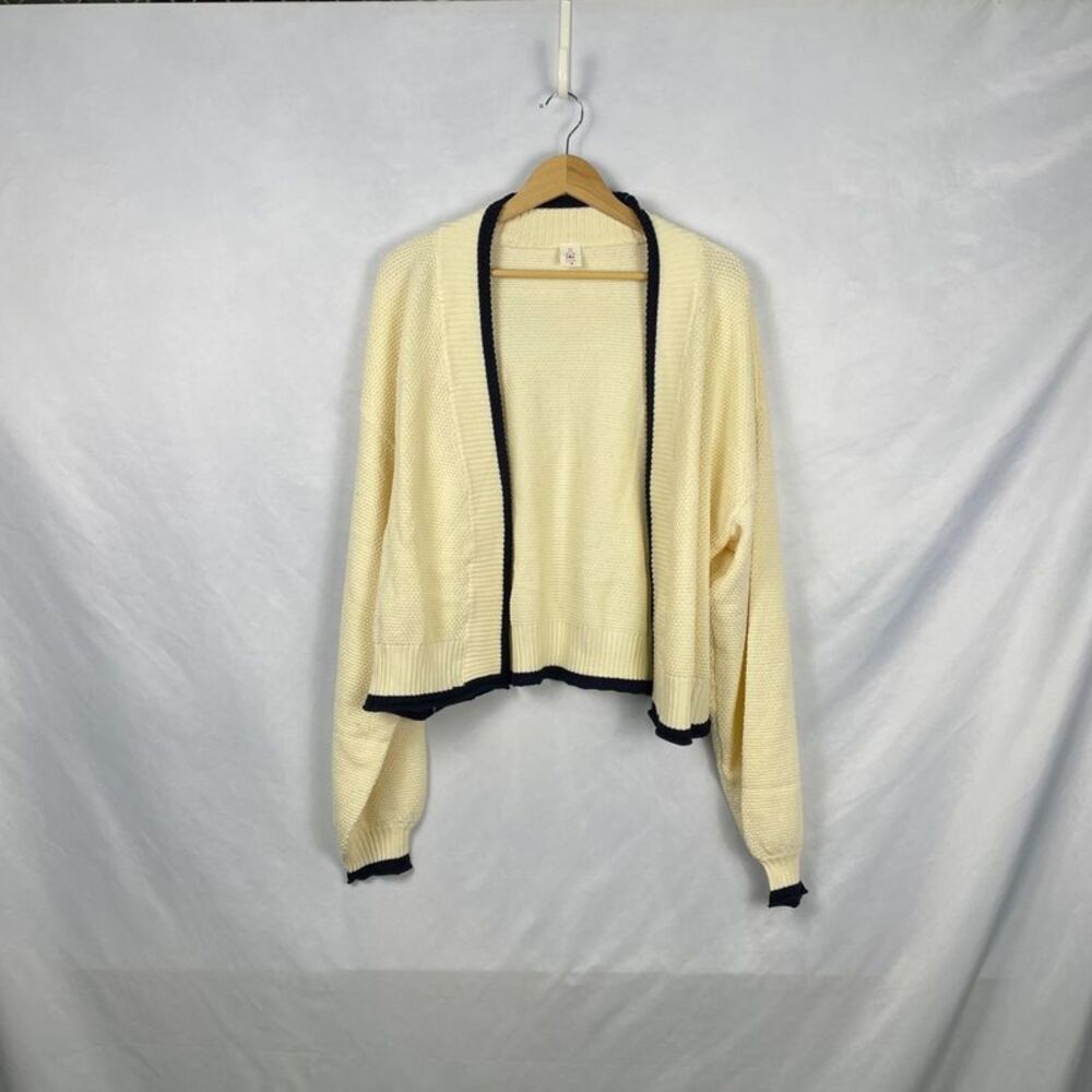 Like Love Block Sweater Cardigan Cream/Navy